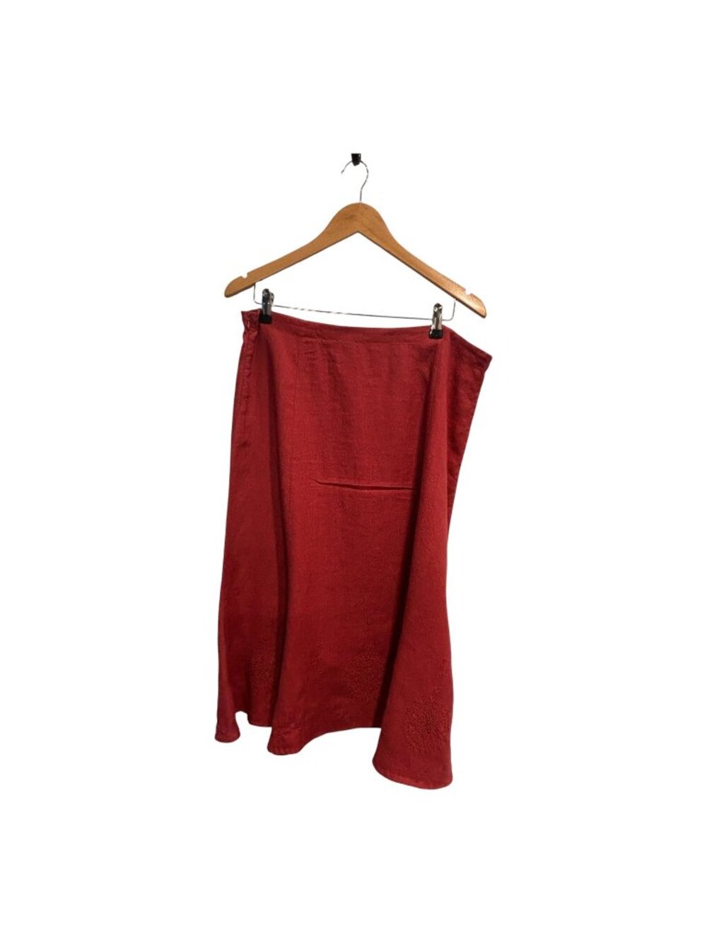 Richard Malcolm Red Linen Embroidered Midi Skirt Size 14 Boho Cottagecore - Picture 3 of 6